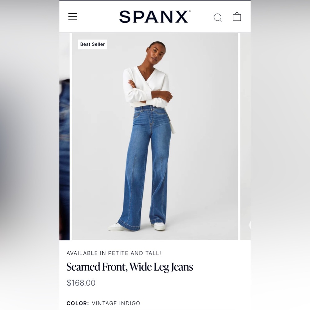 SPANX jeans - NWT - XL Seamed Front, Wide Leg Jeans - vintage indigo